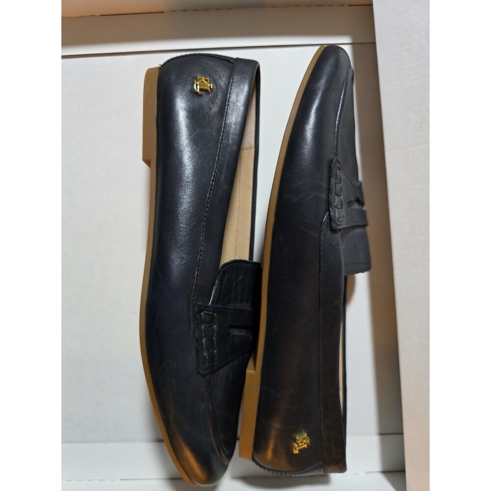 Lauren Ralph Lauren Black,Blue Leather Penny Loafers